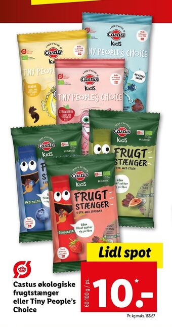 Lidl Castus økologiske frugtstænger eller tiny people's choice tilbud