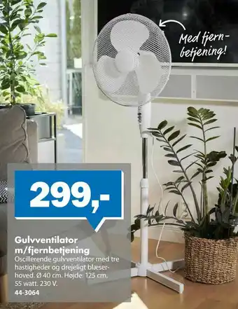 Biltema Gulvventilator m/fjernbetjening tilbud