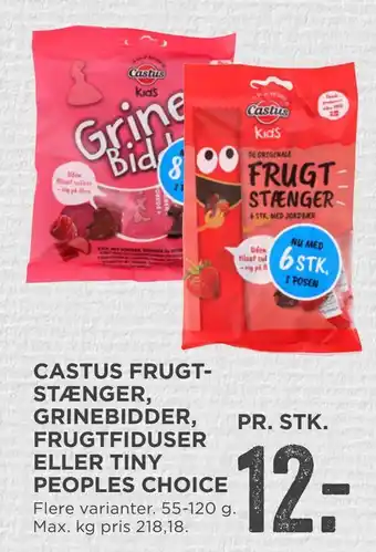 MENY Castus frugt­stænger, grinebidder, frugtfiduser eller tiny peoples choice tilbud