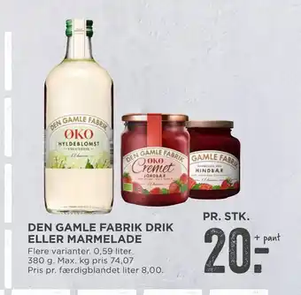MENY Den gamle fabrik drik eller marmelade tilbud