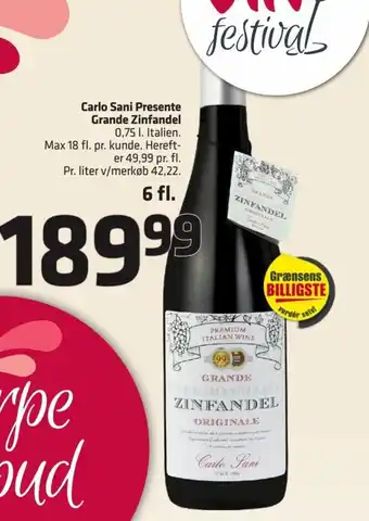 Fleggaard Carlo Sani Presente Grande Zinfandel 0.75l. tilbud