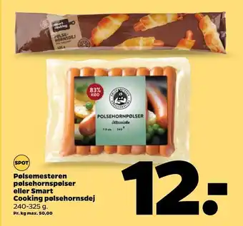 Netto Pølsemesteren pølsehornspølser eller smart cooking pølsehornsdej tilbud