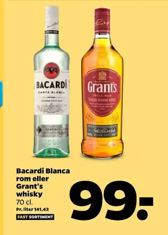 Bacardi blanca rom eller grant's whisky