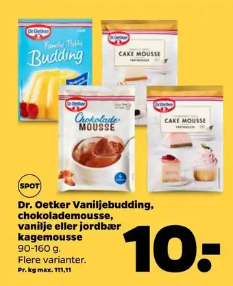 Netto Dr. oetker vaniljebudding, chokolademousse, vanilje eller jordbær kagemousse tilbud