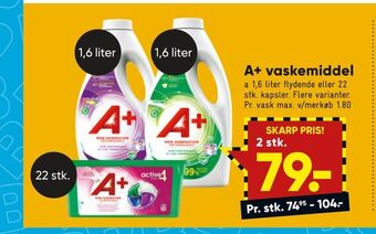 Bilka A+ vaske middel tilbud