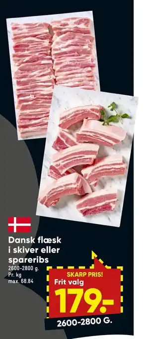 Bilka Dansk flæsk i skiver eller spareribs tilbud