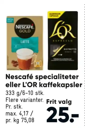 Nescafé specialiteter eller l'or kaffekapsler