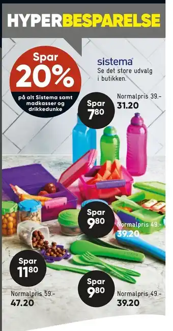 Bilka Spar 20% på alt sistema samt madkasser og drikkedunke tilbud
