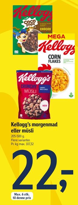 Føtex Kellogg's morgenmad eller müsli tilbud