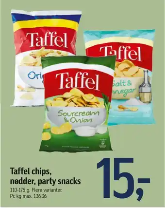 Føtex Taffel chips, nødder, party snacks tilbud