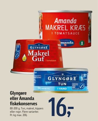 Føtex Glyngøre eller amanda fiskekonserves tilbud