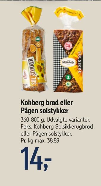 Føtex Kohberg brød eller pågen solstykker tilbud