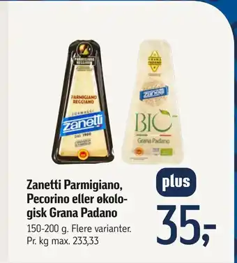Føtex Zanetti parmigiano, pecorino eller økologisk grana padano tilbud