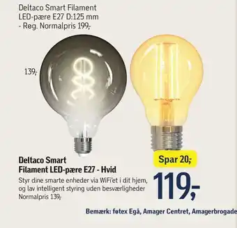 Føtex Deltaco smart filament led-pære tilbud