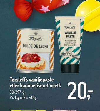 Tørsleffs vaniljepaste eller karameliseret mælk