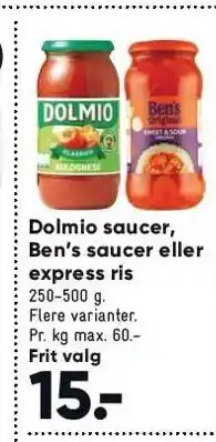 Bilka Dolmio saucer, ben's saucer el. express ris tilbud