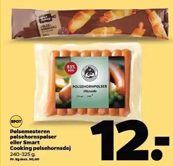 Netto Pølsemesteren pølsehornspølser el. smart cooking pølsehornsdej tilbud