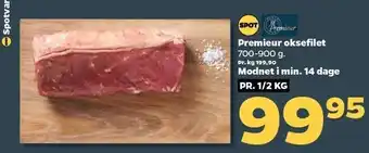 Netto Premieur oksefilet pr 1/2 kg tilbud
