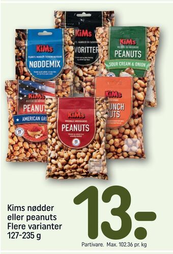 REMA 1000 Kims nødder eller peanuts tilbud