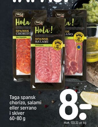 REMA 1000 Taga spansk chorizo, salami eller serrano i skiver tilbud