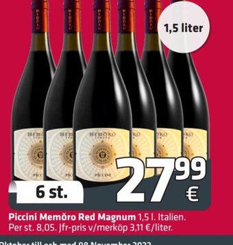 Fleggaard Piccini Memoro Red Magnum 1.5 L tilbud