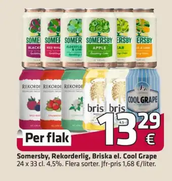 Fleggaard Somersby , Rekoderlig, Briska el. Cool Grape 24 x 33 cl. tilbud