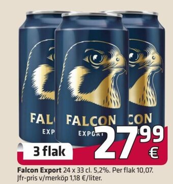 Fleggaard Falcon Export 24 x 33 cl. tilbud
