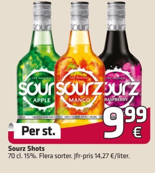 Sourz Shots 70 cl. tilbud hos Fleggaard