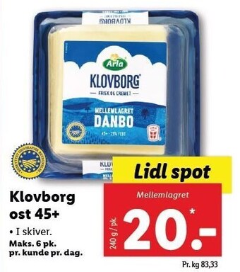 Lidl Klovborg ost tilbud