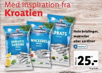 Lidl Hele brislinger, makreller el. sardiner tilbud
