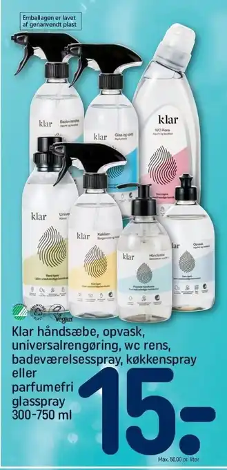 REMA 1000 Håndsæbe, opvask, universalrengøring, wc rens, badeværelsesspray, køkkenspray eller parfumefri glasspray tilbud