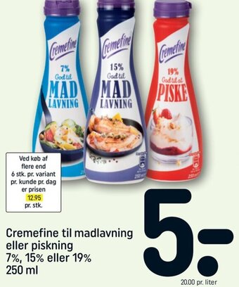REMA 1000 Cremefine Til Madlavning Eller Piskning 250ml tilbud