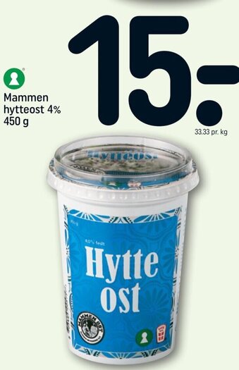 REMA 1000 Mammen Hytteost 4% 450g tilbud