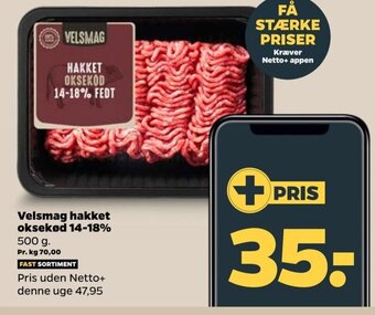 Netto Velsmag Hakket Oksekød 14-18% tilbud