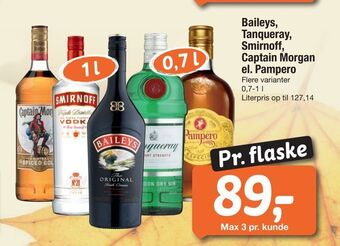 Fakta Tyskland Baileys, tanqueray, smirnoff, captain morgan el. pampero tilbud