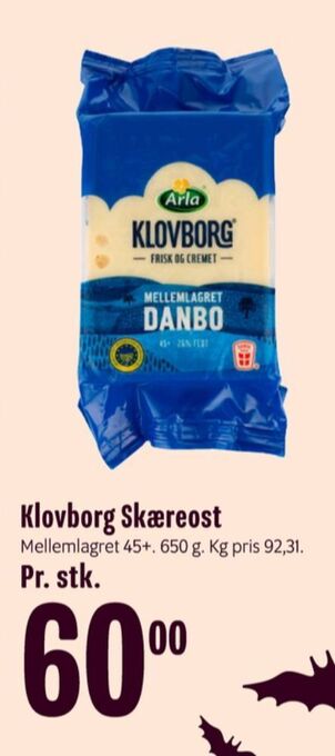 Min Købmand Klovborg skæreost danbo mellemlagret tilbud