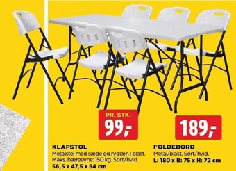jem & fix Klapstol el. foldebord tilbud