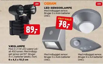 jem & fix Osram led-sensorlampe el. væglampe tilbud