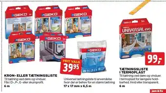 jem & fix Geko kron- el. tætningsliste el. i termoplast tilbud