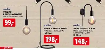 jem & fix Nordlux venice pendelophæng, bordlampe el- væglampe tilbud