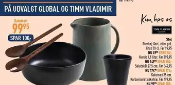 Imerco Stentøj, kande, salatskål, karboniseret asketræ tilbud