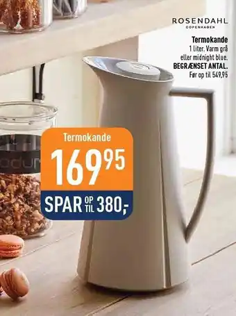 Termokande 1 liter - varm grå el. midnight blue