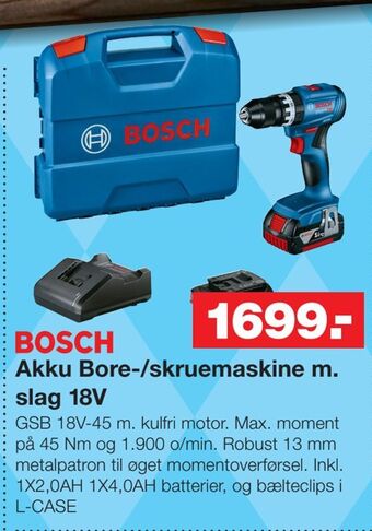 Bauhaus Akku bore-/skruemaskine m. slag 18v tilbud
