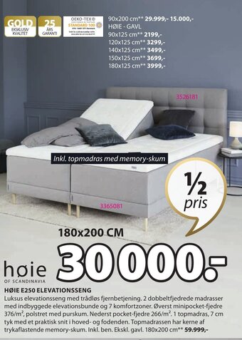 JYSK Høie E250 Elevationsseng tilbud