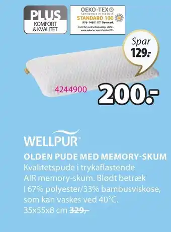 Wellpur Olden Pude Med Memory -Skum