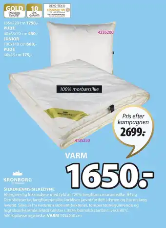 JYSK KronBorg Of Denmark Silkdreams Silkedyne tilbud