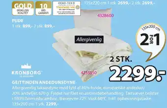 JYSK KronBorg Of Denmark Geittinden Andedunsdyne tilbud