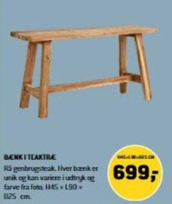 XL-BYG Bænk i Teaktræ tilbud