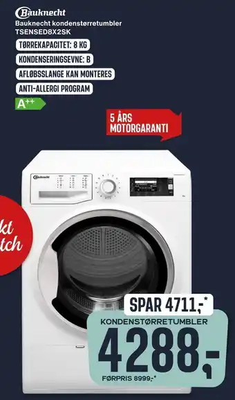 Skousen Bauknecht kondenstørretumbler tsensed8x2sk tilbud