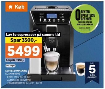 Power Delonghi espressomaskine tilbud